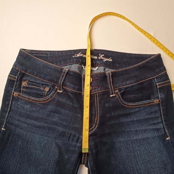 American Eagle Jeans Size 4 Artist Low Rise Flare Leg Dark Wash - Picture 8 of 10